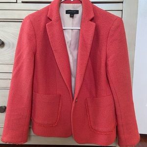 Ann Taylor blazer raw edge hem•coral•size 4• EUC